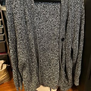 Woman Within Grey Cardigan with Pockets